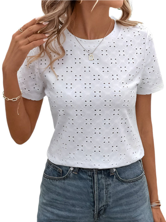 Women's Short-Sleeved White T-shirt | Ideal for Summer