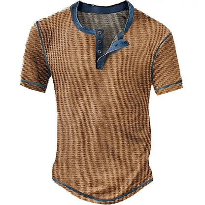 Men's Round Neck T-shirt with Buttons | Ideal for Summer