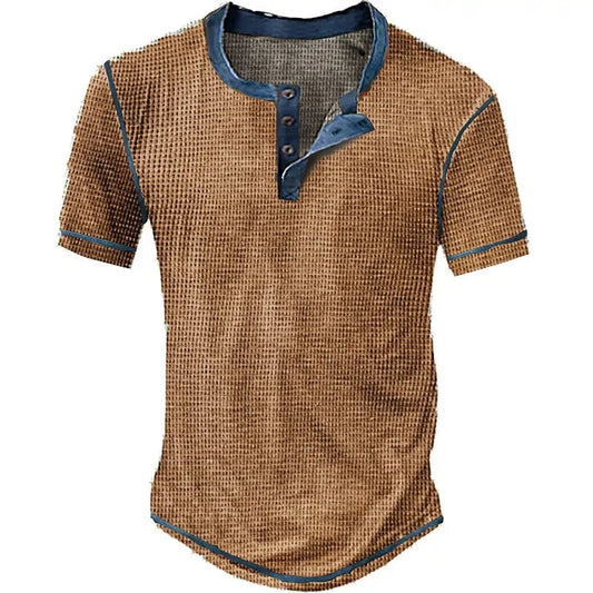 Men's Round Neck T-shirt with Buttons | Ideal for Summer